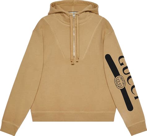 gucci trim tan hoodie sweatshirt